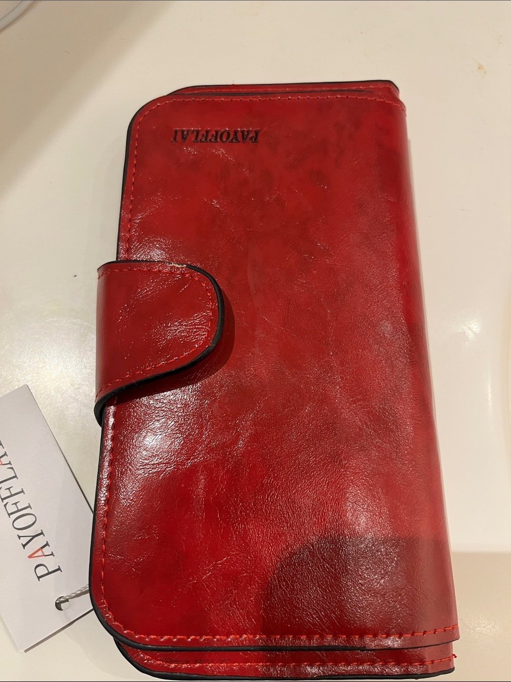 Beautiful Classic Red Long Wallet Featuring A Vintage Inspired Oil-Wax Finish